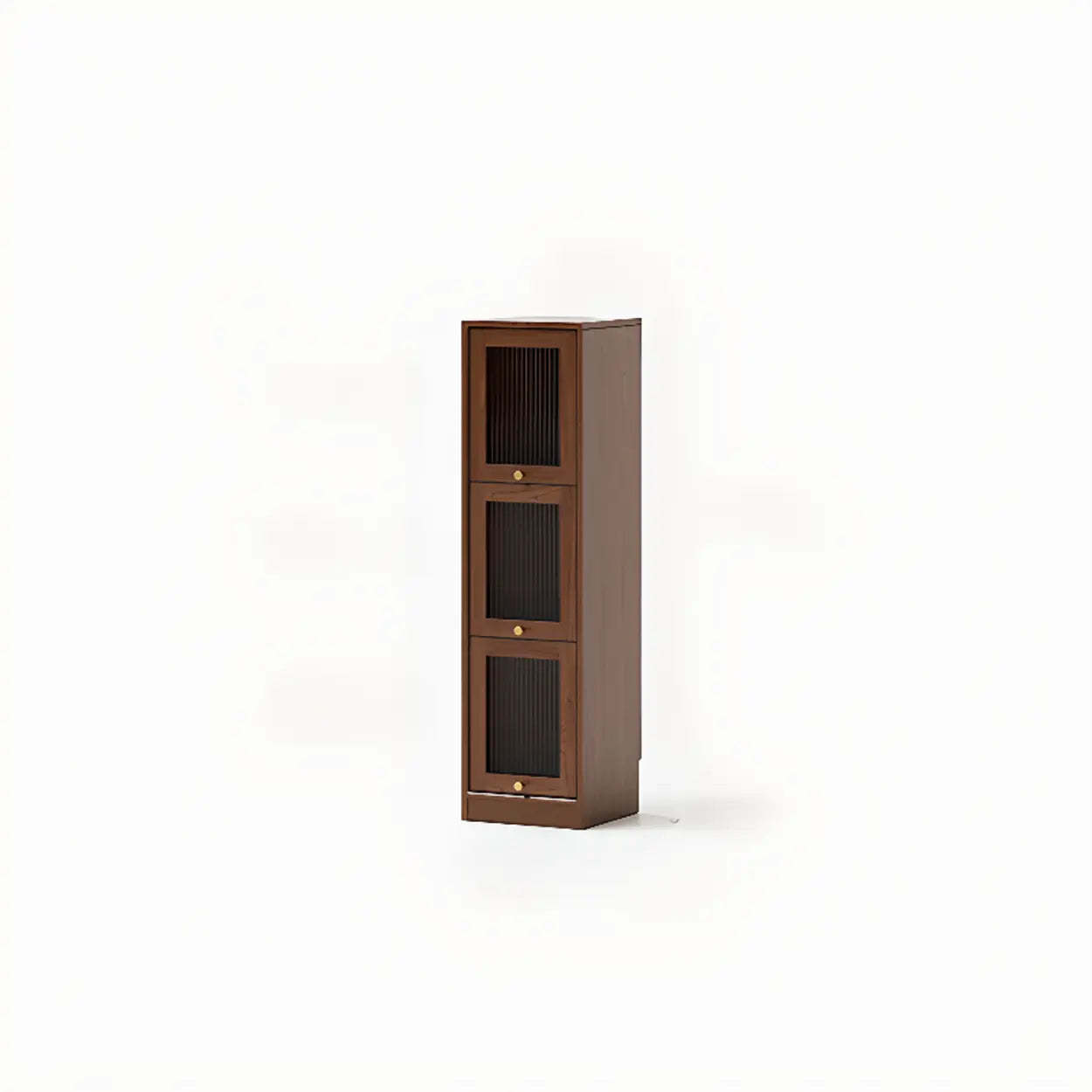 Modern Brown Vertical Tall Narrow Bookcase