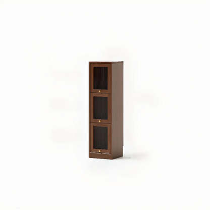 Modern Brown Vertical Tall Narrow Bookcase