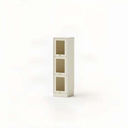 Modern Brown Vertical Tall Narrow Bookcase