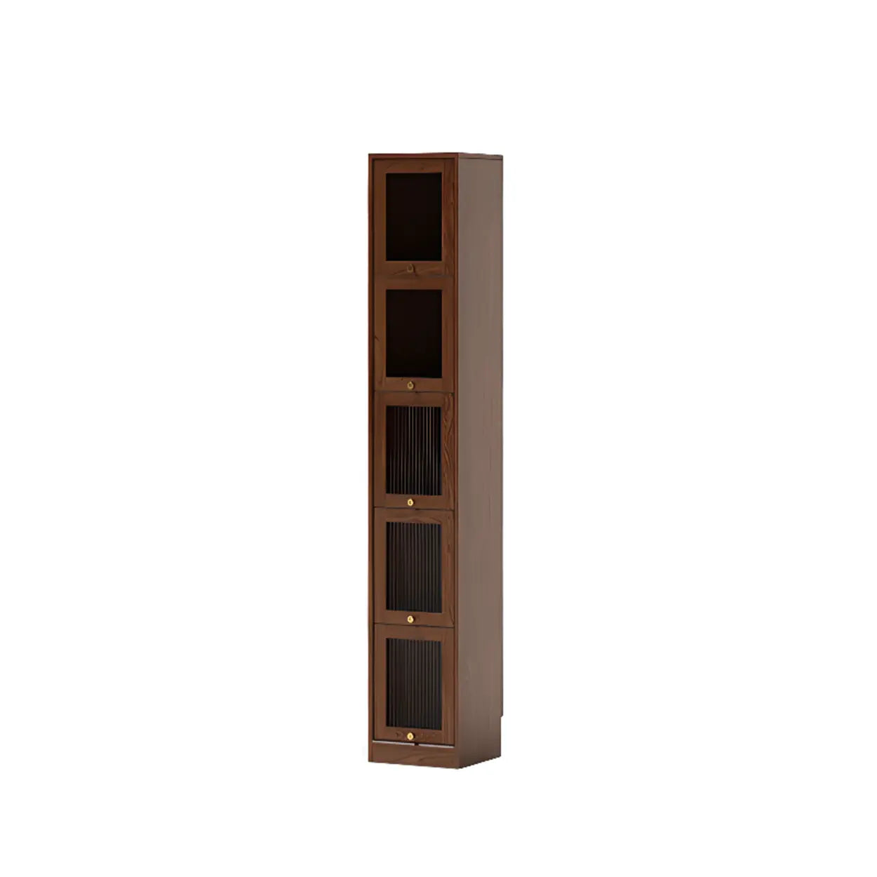 Modern Brown Vertical Tall Narrow Bookcase