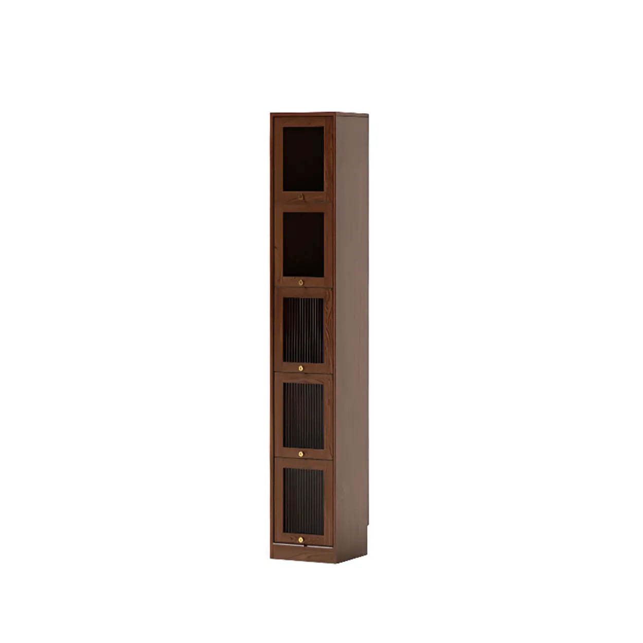 Modern Brown Vertical Tall Narrow Bookcase