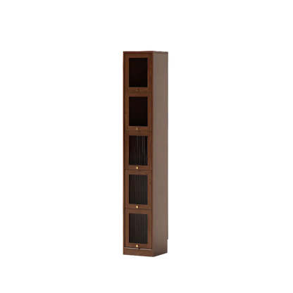 Modern Brown Vertical Tall Narrow Bookcase