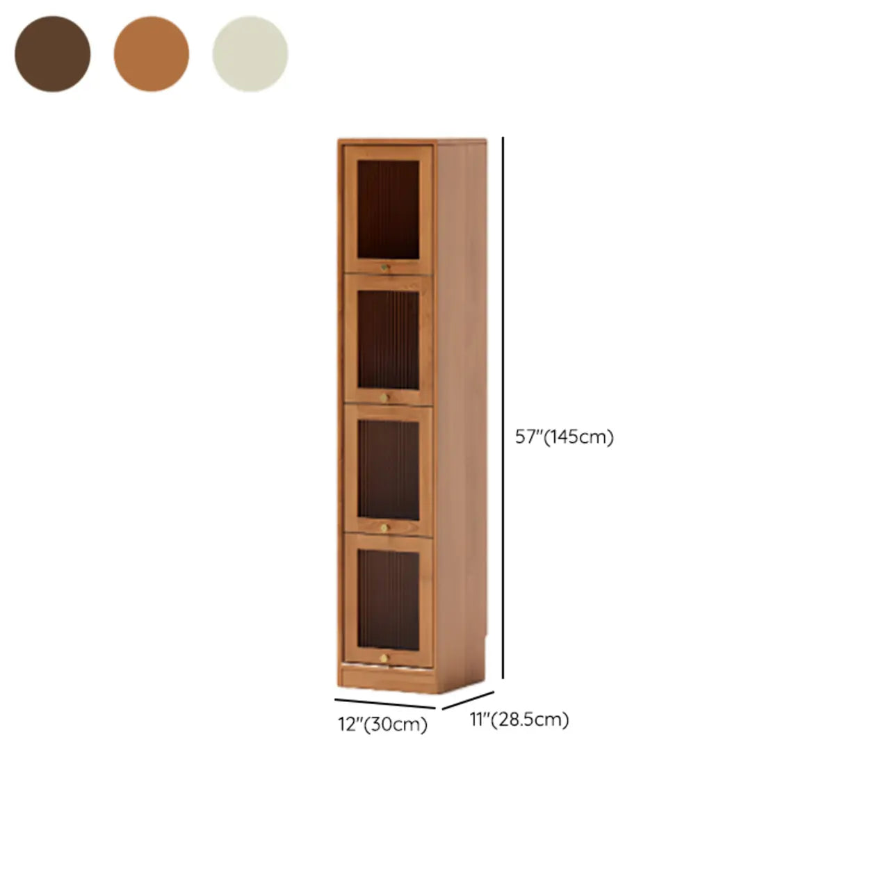 Modern Brown Vertical Tall Narrow Bookcase