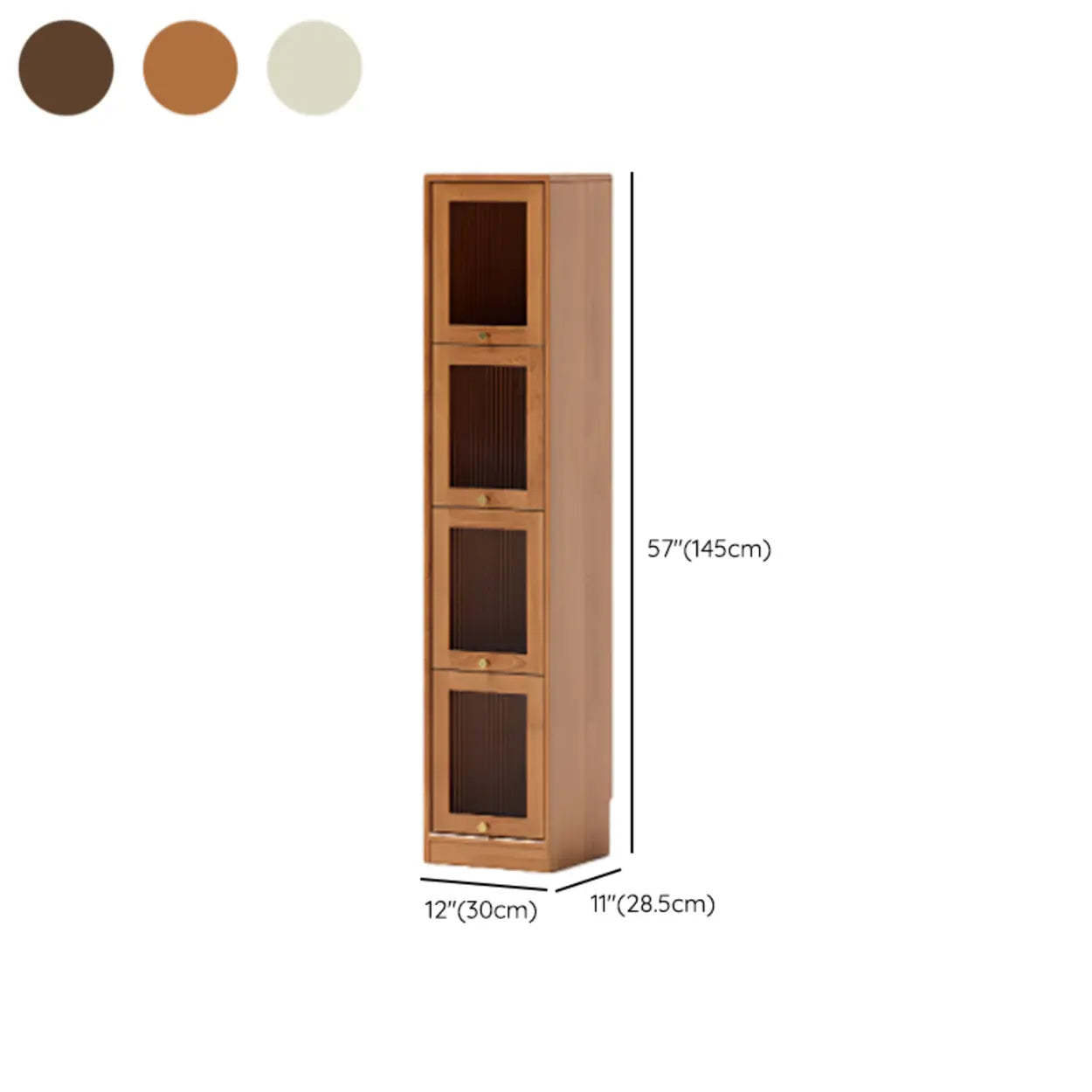 Modern Brown Vertical Tall Narrow Bookcase