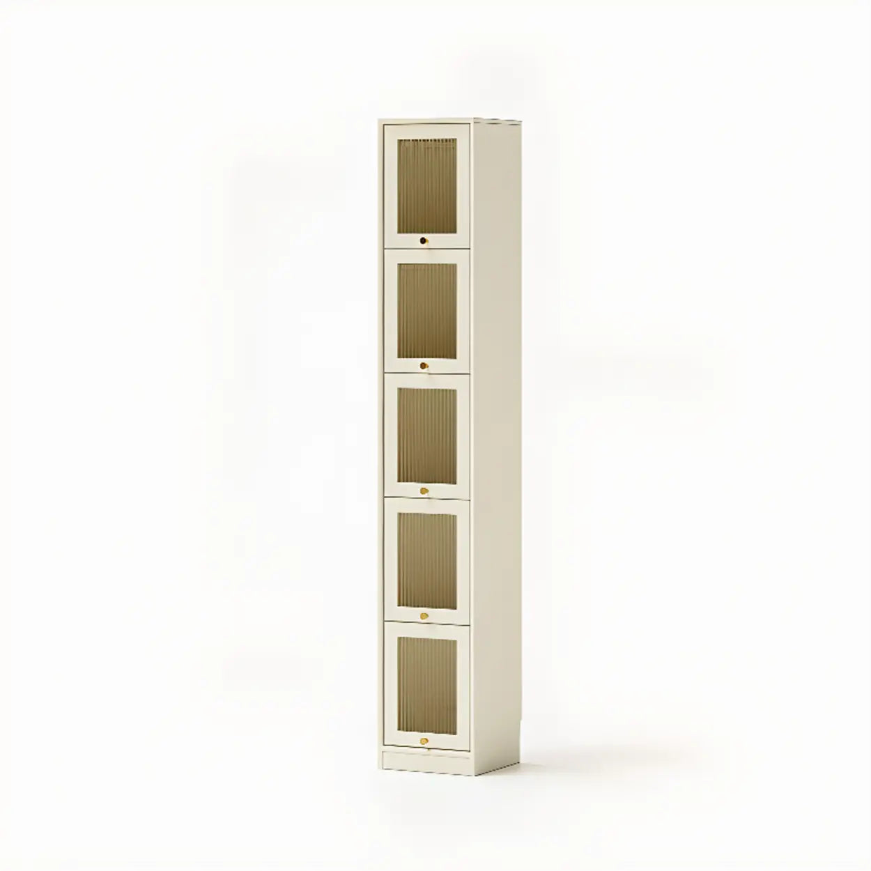 Modern Brown Vertical Tall Narrow Bookcase — Walnut