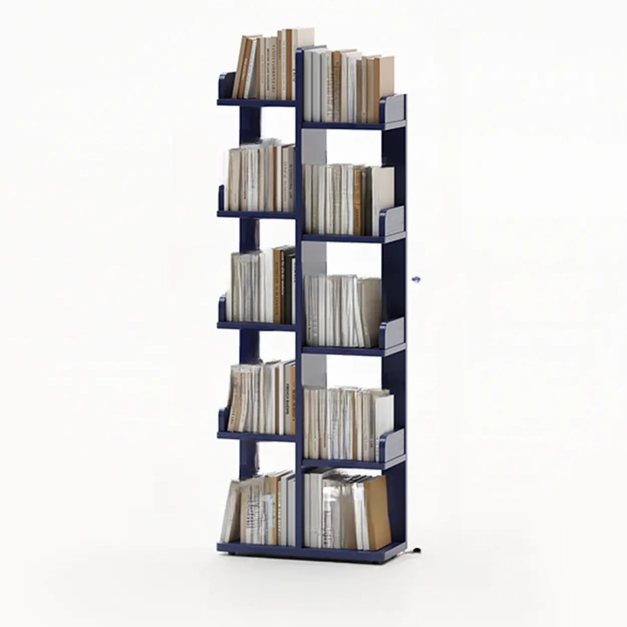 Modern Tree Tiered Wood Corner Bookshelf — Nut-Brown