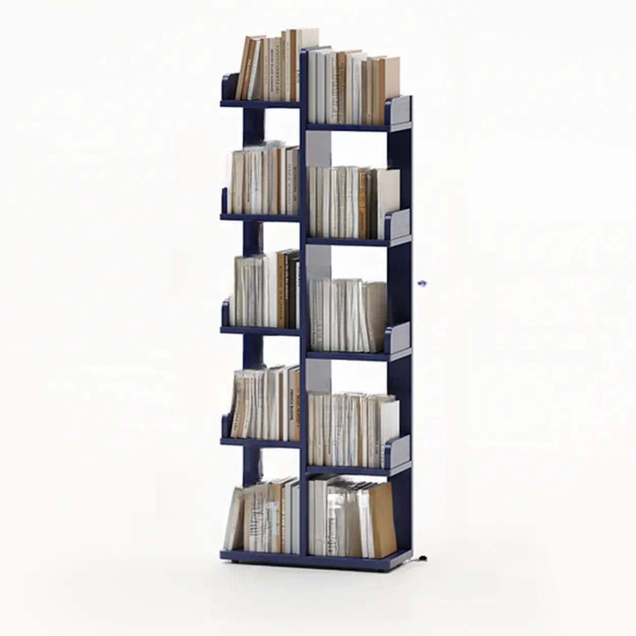 Modern Tree Tiered Wood Corner Bookshelf — Nut-Brown