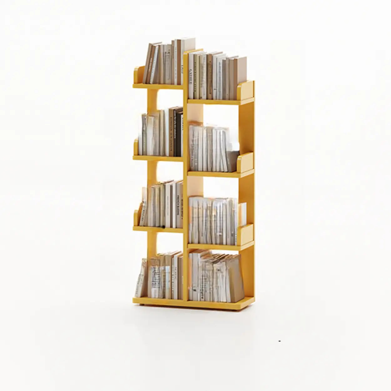 Modern Tree Tiered Wood Corner Bookshelf — Pink