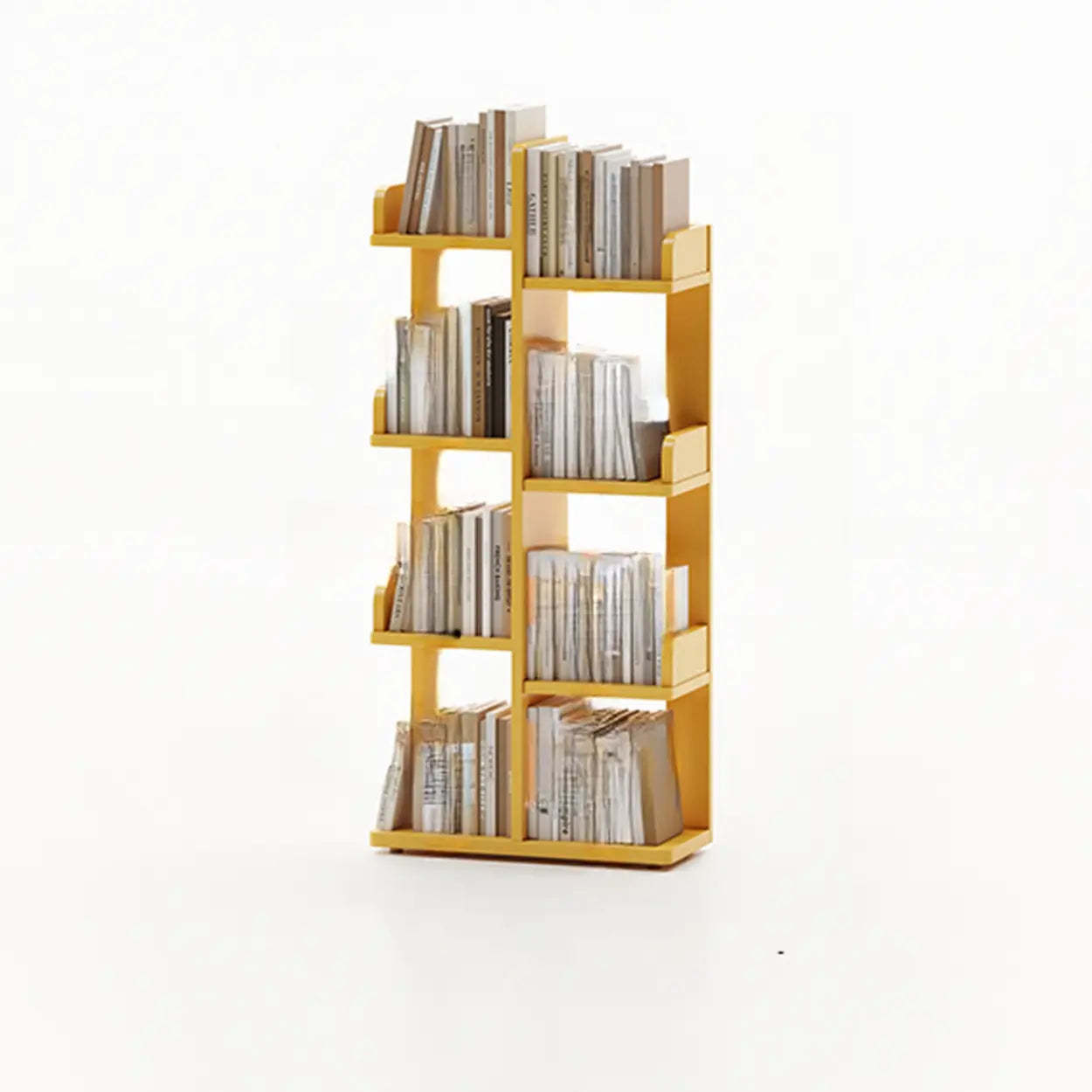 Modern Tree Tiered Wood Corner Bookshelf — Pink