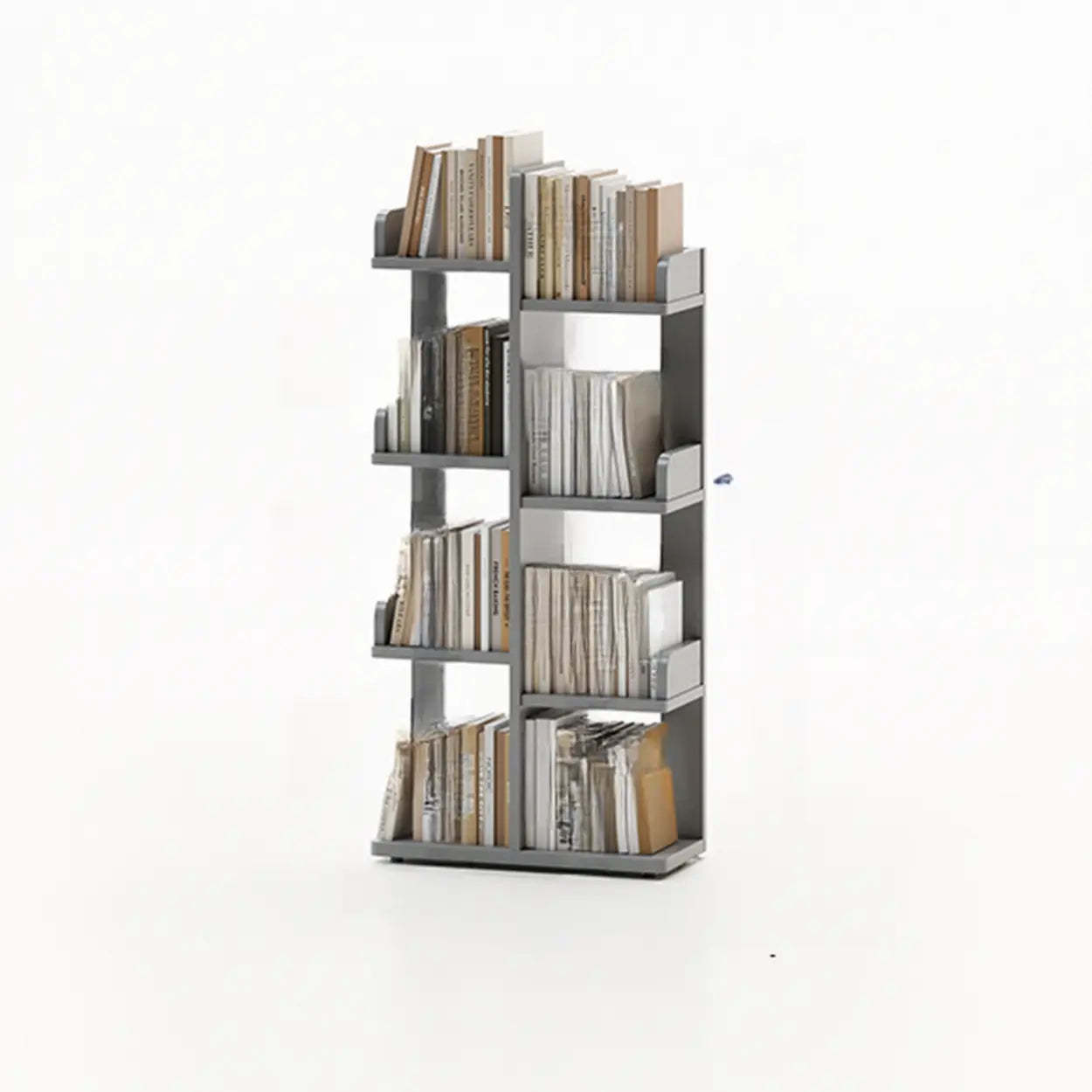 Modern Tree Tiered Wood Corner Bookshelf — Pink