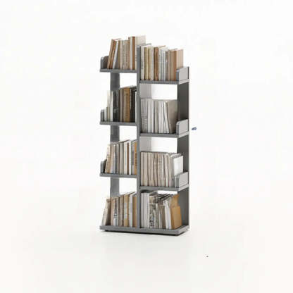 Modern Tree Tiered Wood Corner Bookshelf — Pink
