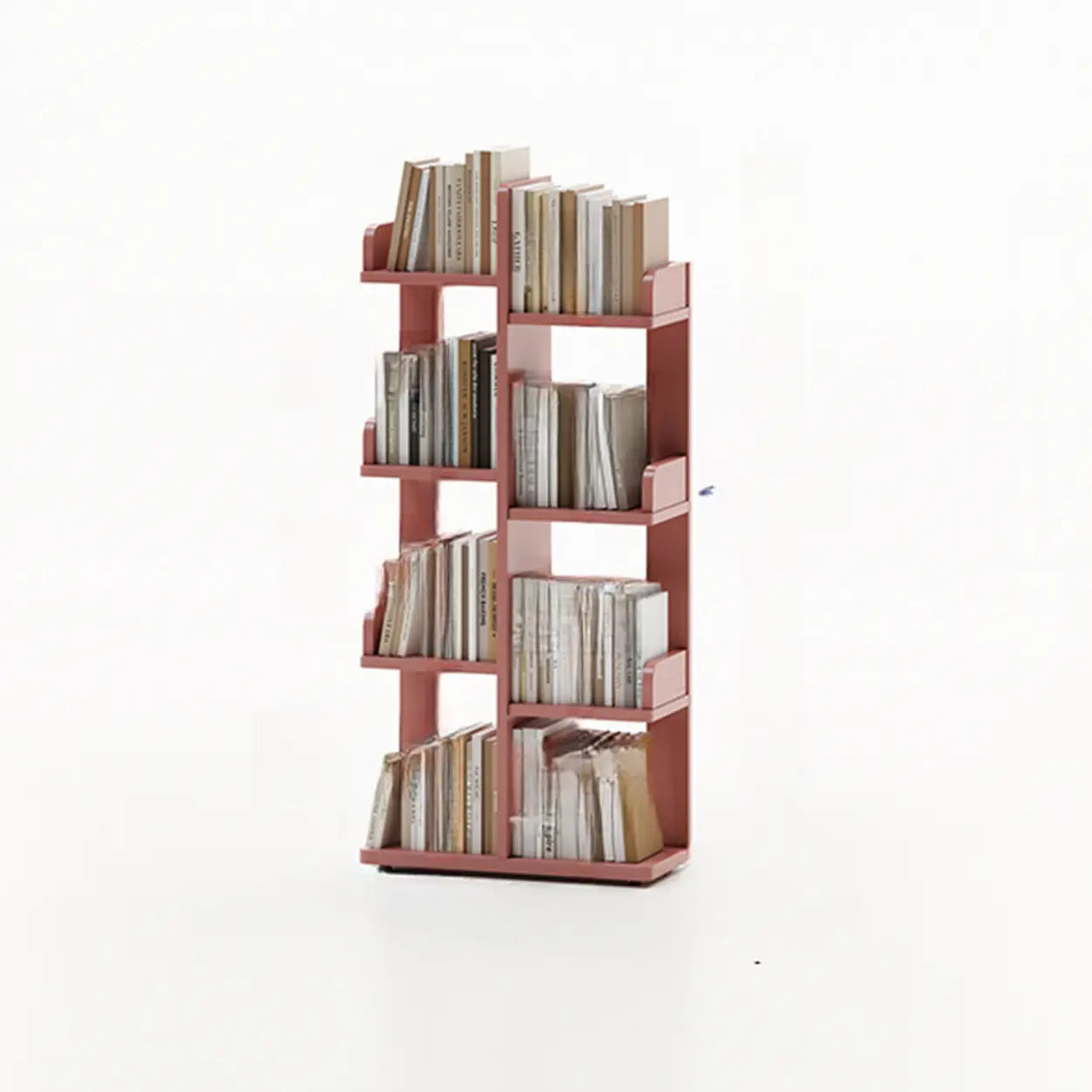 Modern Tree Tiered Wood Corner Bookshelf — Orange