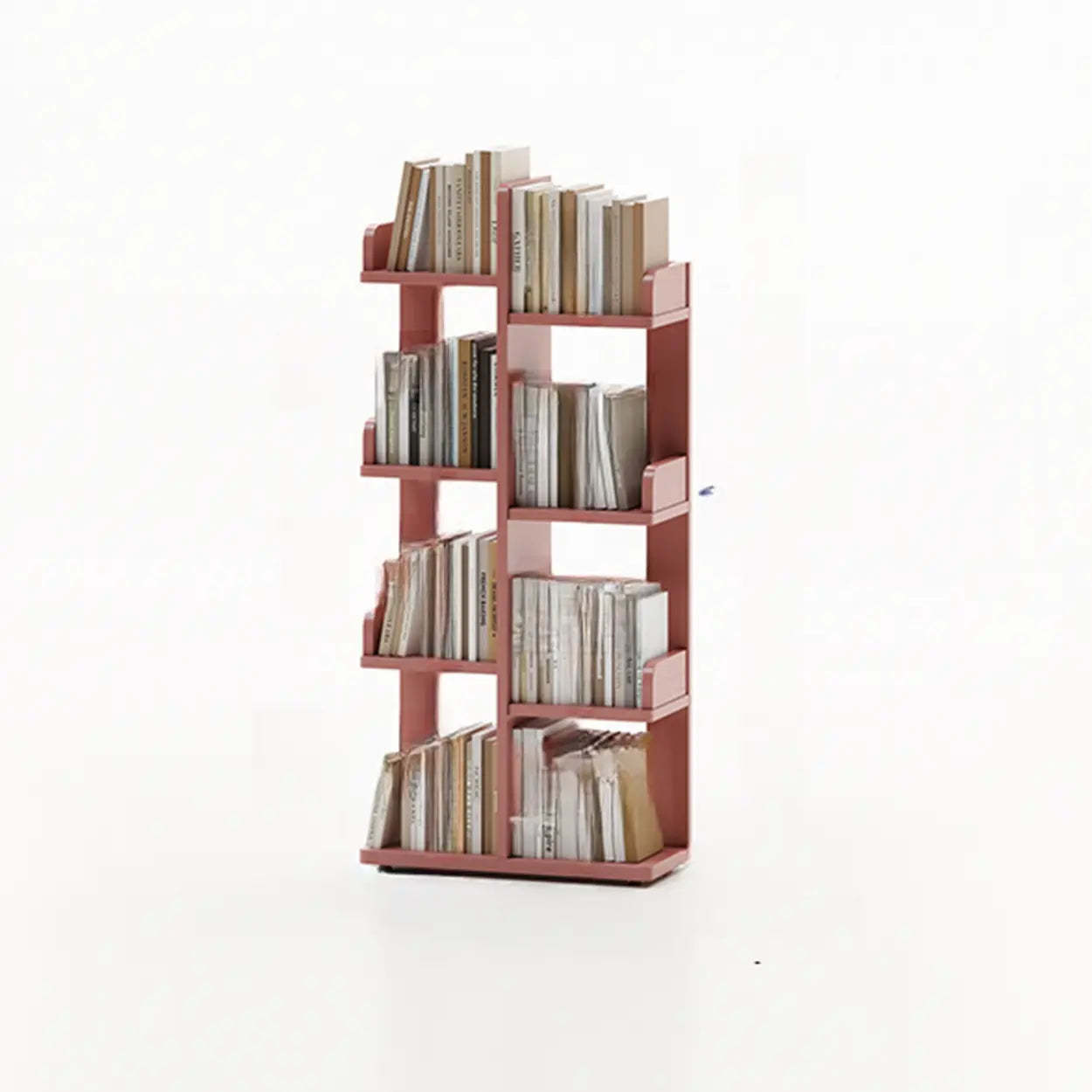 Modern Tree Tiered Wood Corner Bookshelf — Orange