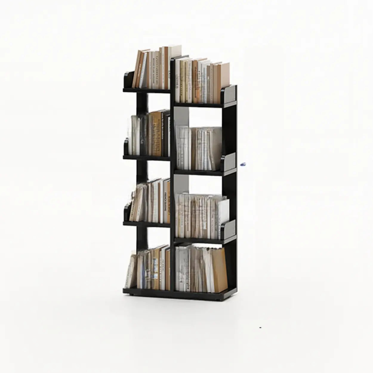 Modern Tree Tiered Wood Corner Bookshelf — Grey