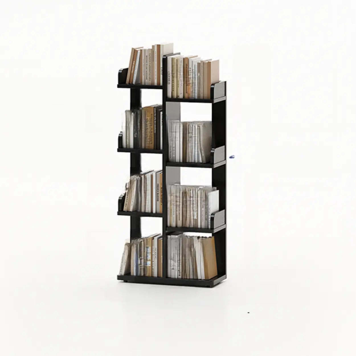 Modern Tree Tiered Wood Corner Bookshelf — Grey