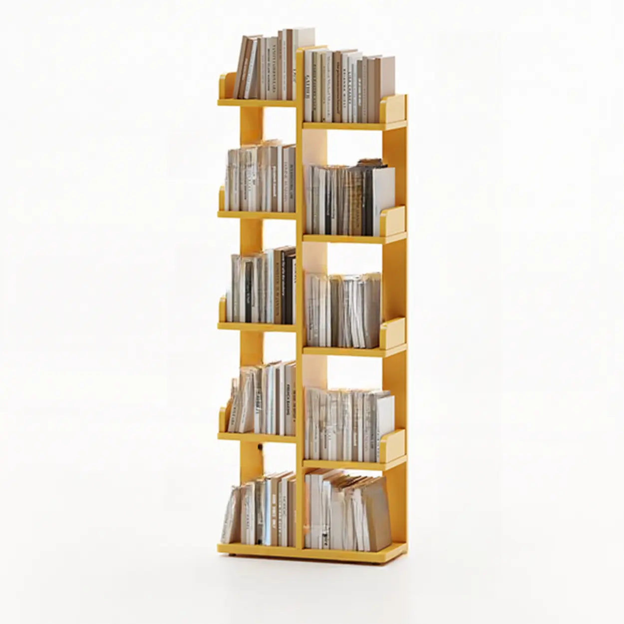 Modern Tree Tiered Wood Corner Bookshelf — Black