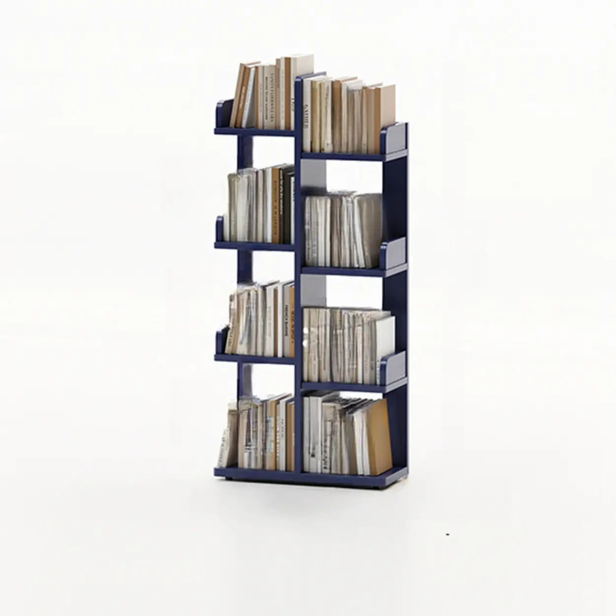 Modern Tree Tiered Wood Corner Bookshelf — Grey