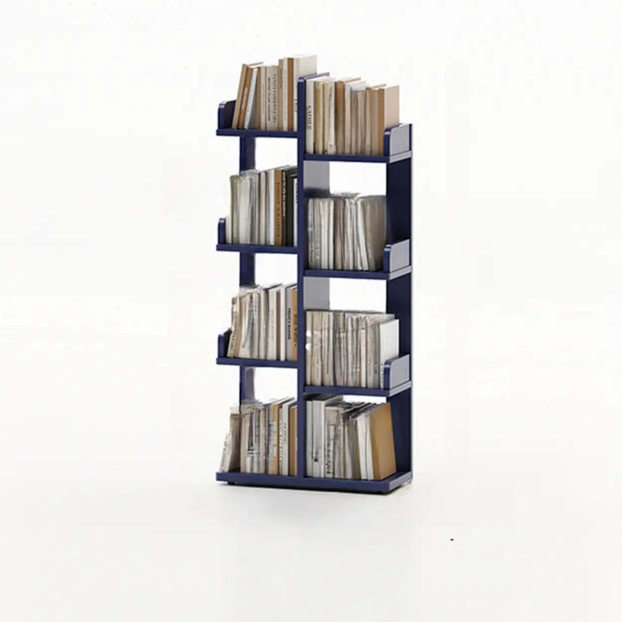 Modern Tree Tiered Wood Corner Bookshelf — Grey