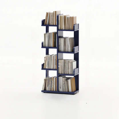 Modern Tree Tiered Wood Corner Bookshelf — Grey