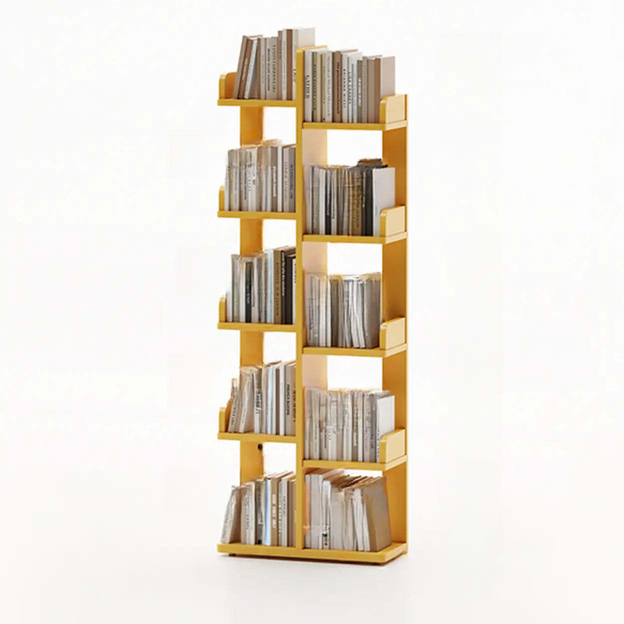 Modern Tree Tiered Wood Corner Bookshelf — Black