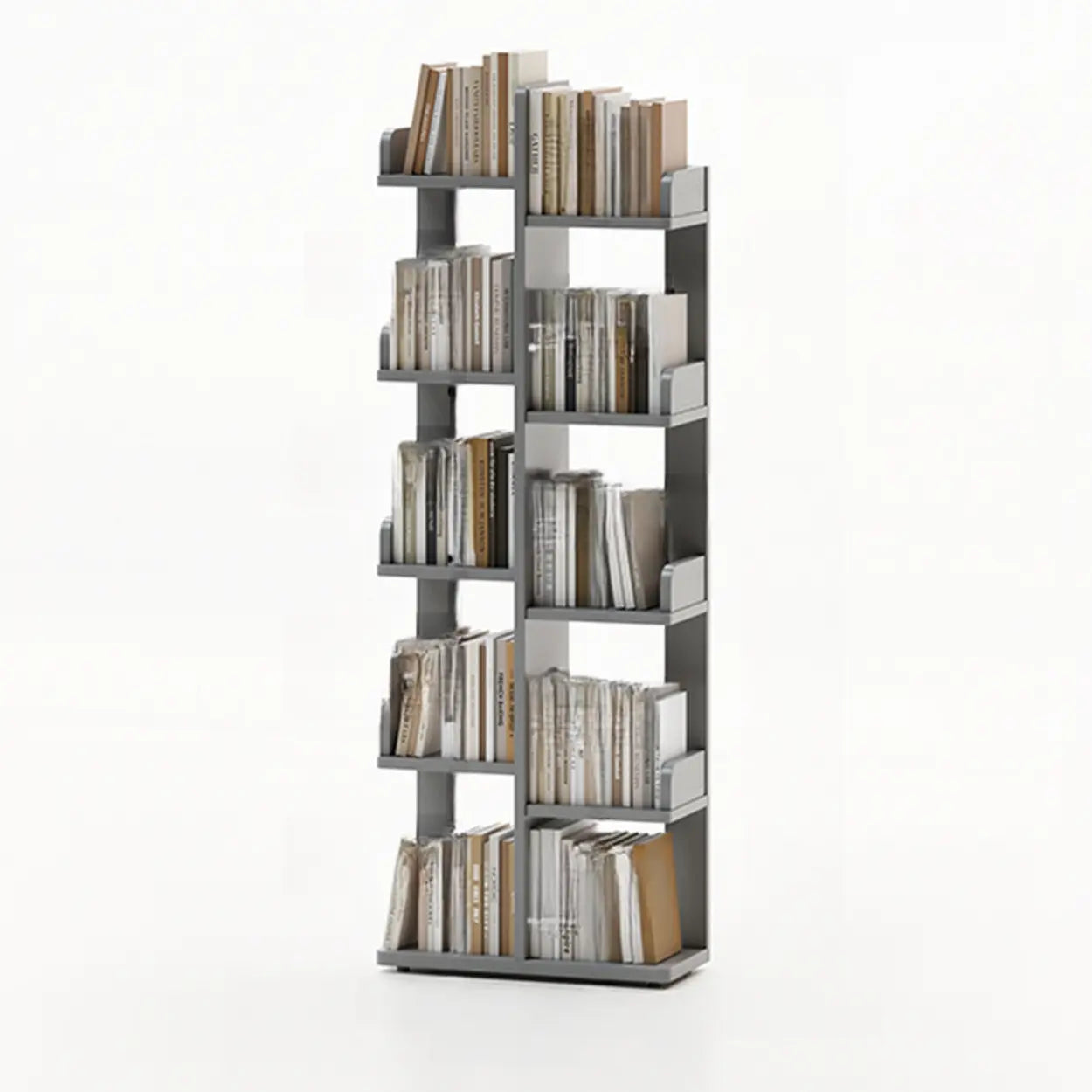 Modern Tree Tiered Wood Corner Bookshelf — White