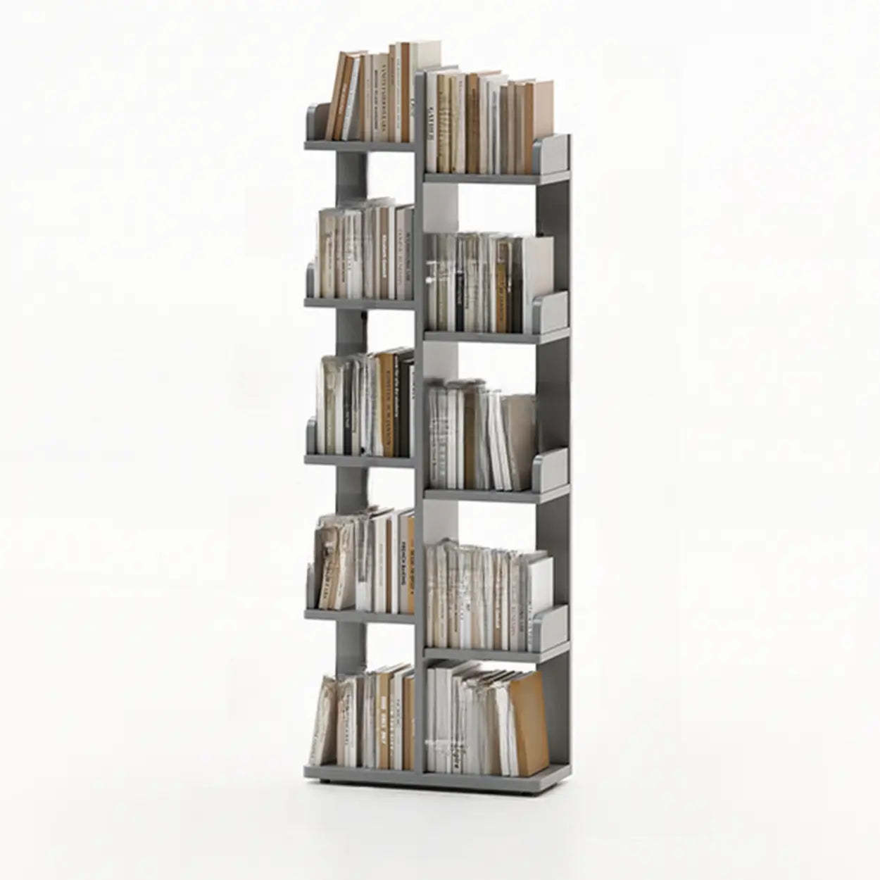 Modern Tree Tiered Wood Corner Bookshelf — White