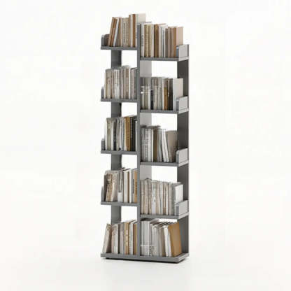 Modern Tree Tiered Wood Corner Bookshelf — White