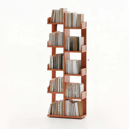 Modern Tree Tiered Wood Corner Bookshelf — Yellow