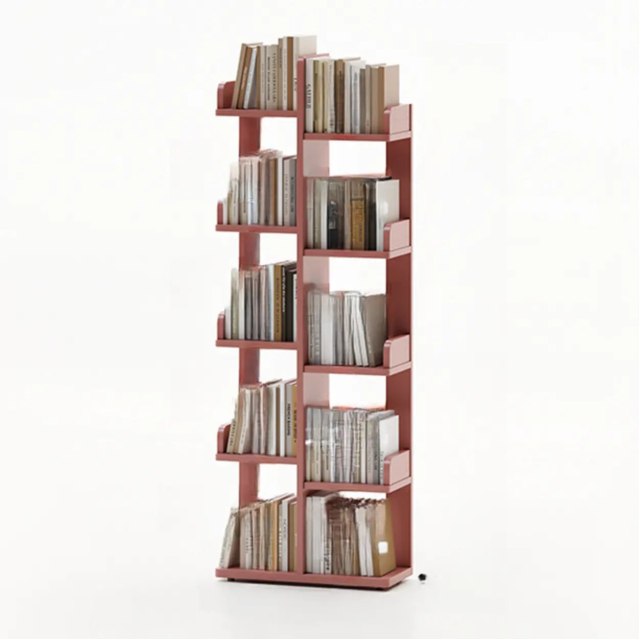 Modern Tree Tiered Wood Corner Bookshelf — Cherry Wood