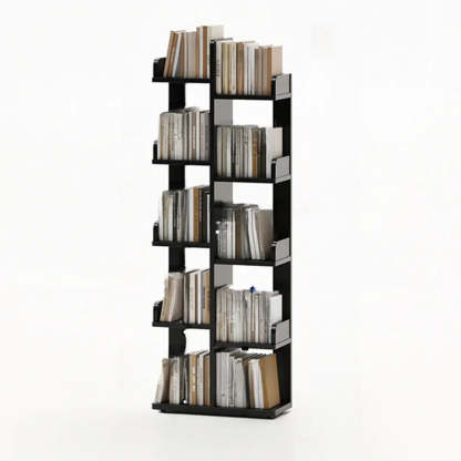 Modern Tree Tiered Wood Corner Bookshelf — Nut-Brown