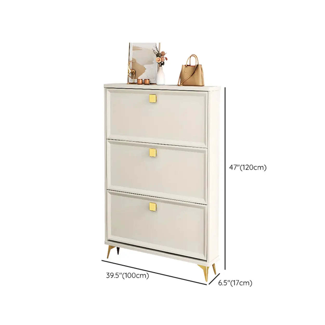 Modern White Wood Vertical Large Shoe Cabinet