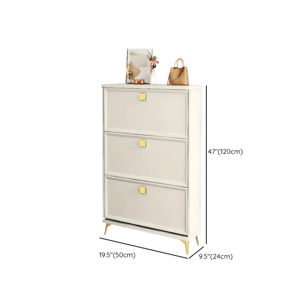 Modern White Wood Vertical Large Shoe Cabinet