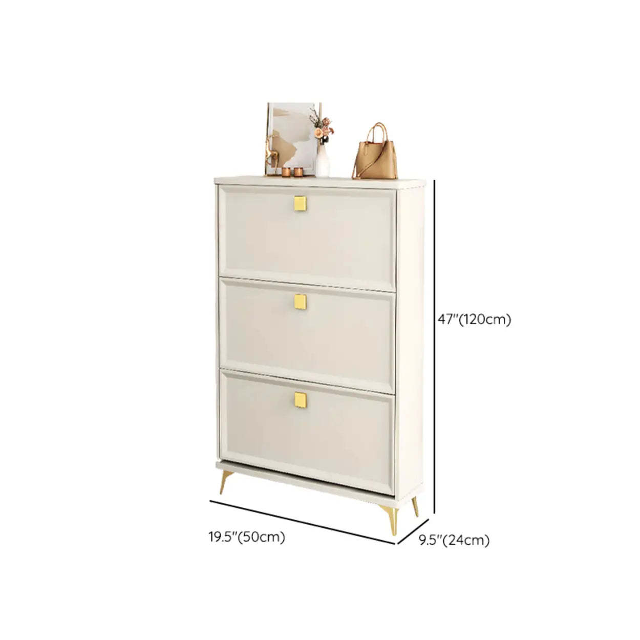 Modern White Wood Vertical Large Shoe Cabinet
