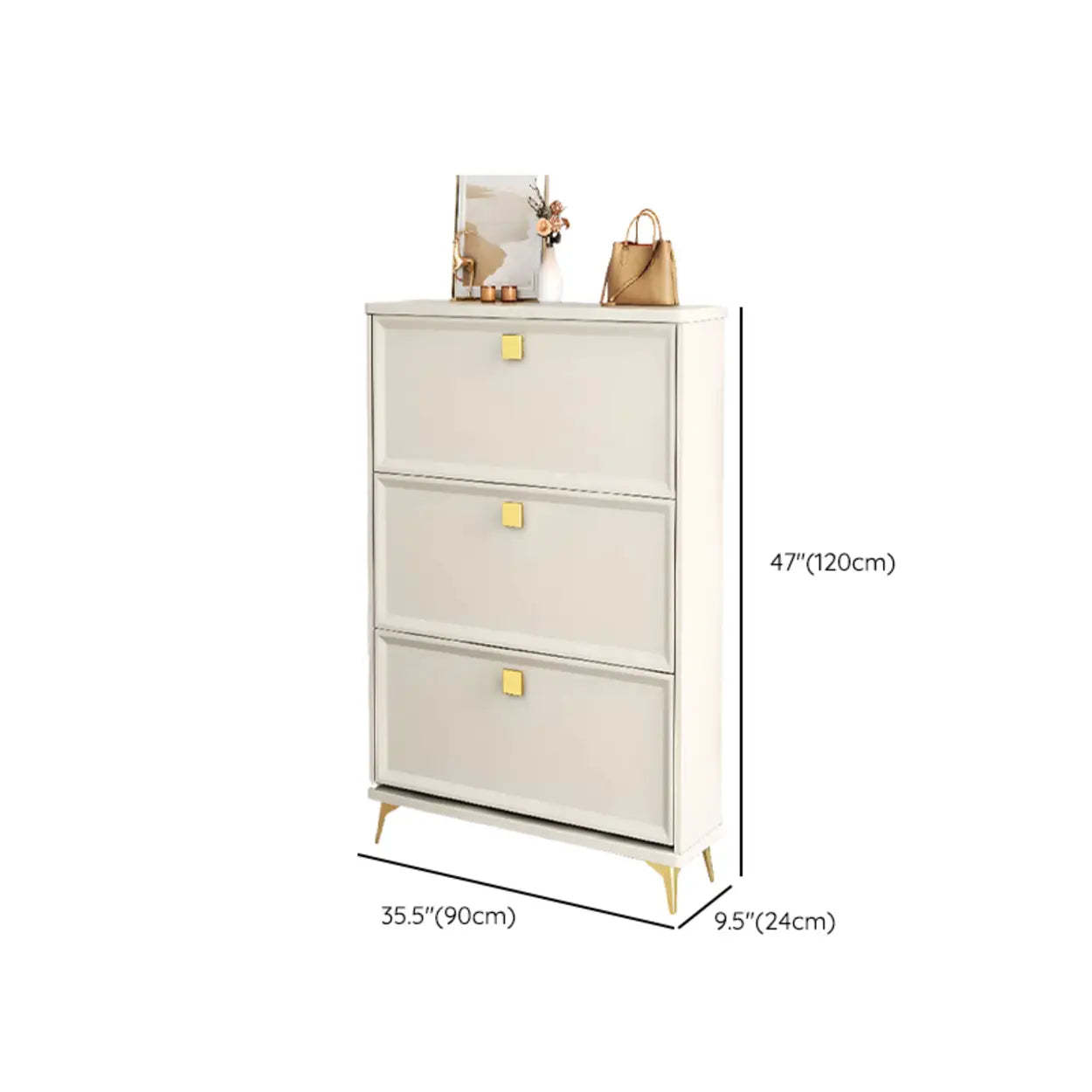 Modern White Wood Vertical Large Shoe Cabinet