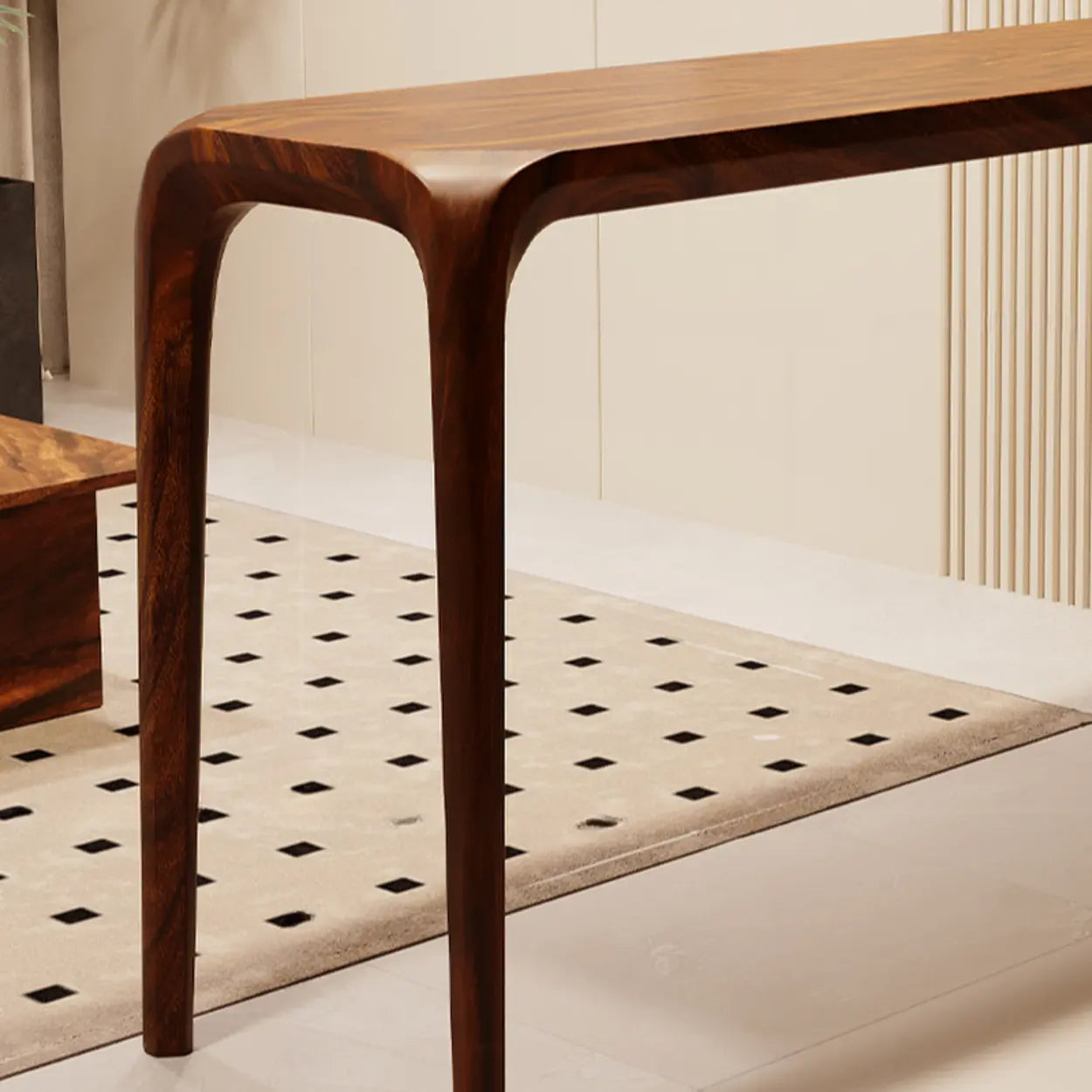 Rustic Scandinavian Slim Brown Wood Bar Table — Table Only