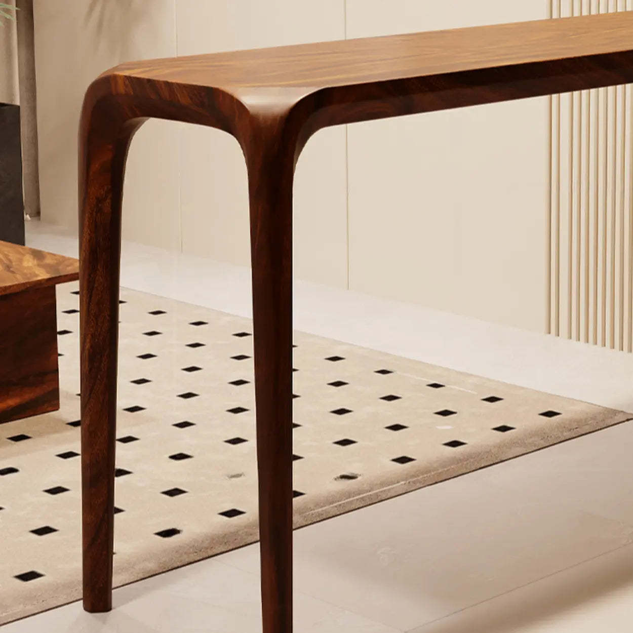 Rustic Scandinavian Slim Brown Wood Bar Table — Table Only