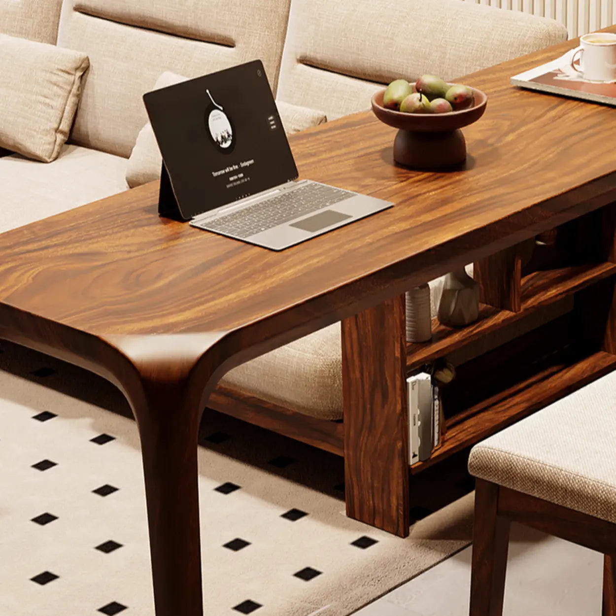 Rustic Scandinavian Slim Brown Wood Bar Table