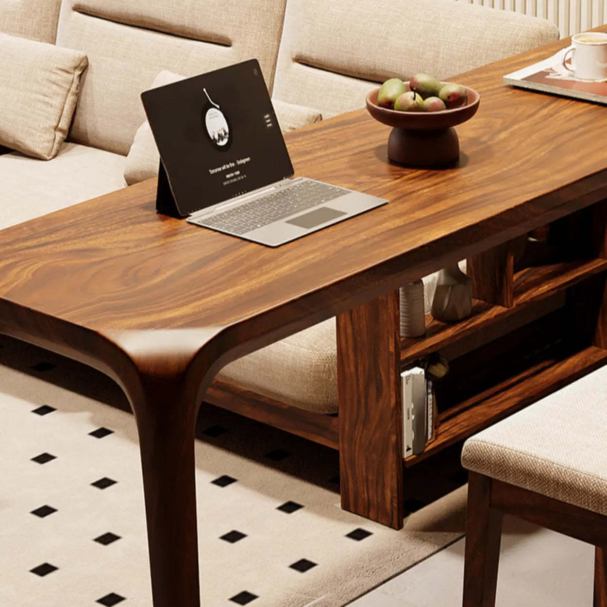 Rustic Scandinavian Slim Brown Wood Bar Table