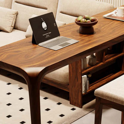 Rustic Scandinavian Slim Brown Wood Bar Table