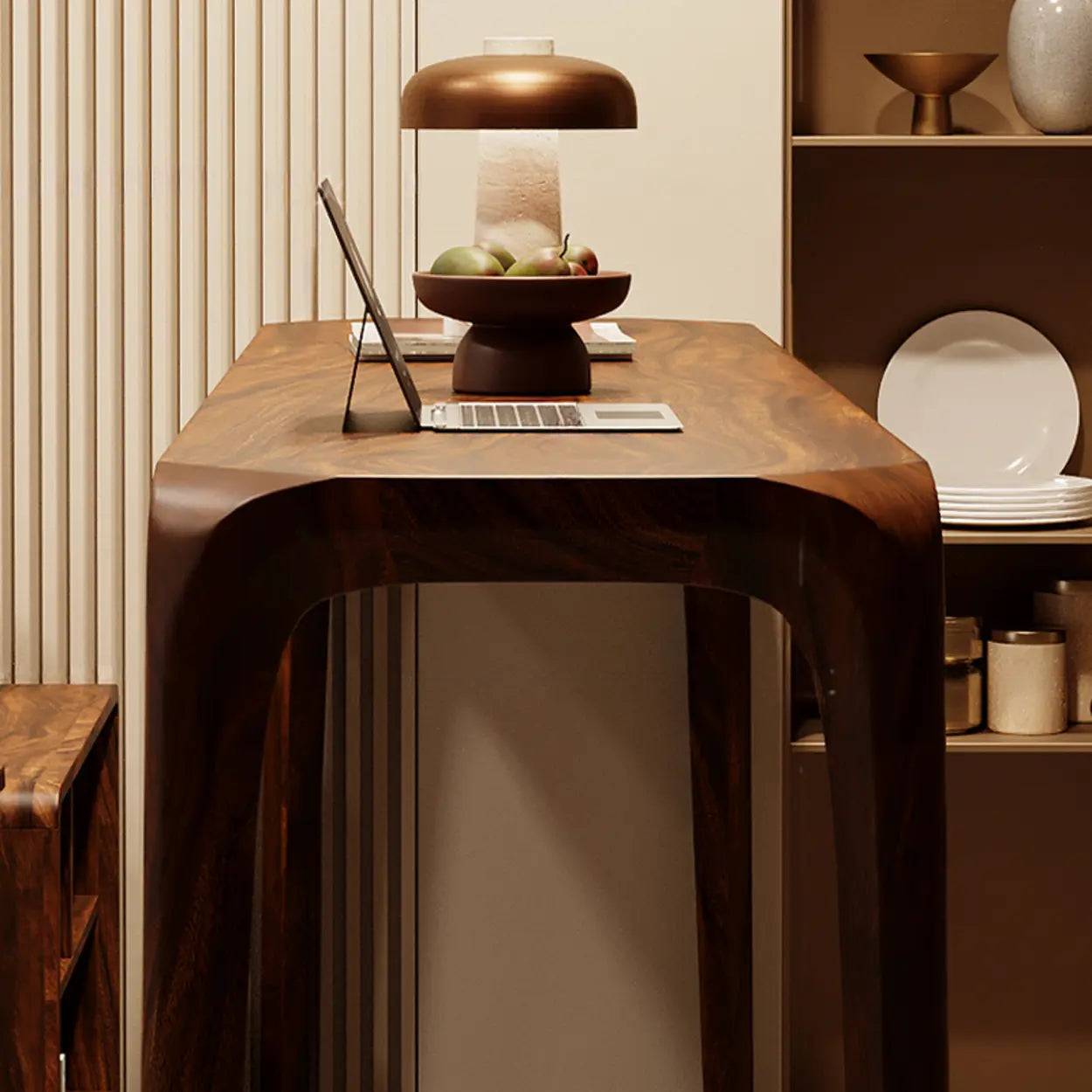 Rustic Scandinavian Slim Brown Wood Bar Table