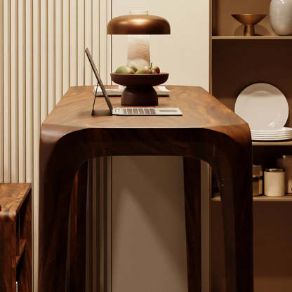 Rustic Scandinavian Slim Brown Wood Bar Table
