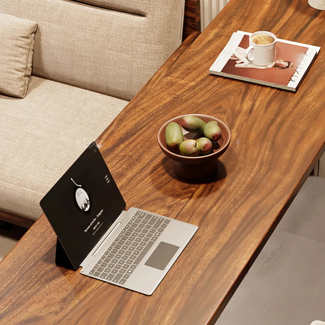 Rustic Scandinavian Slim Brown Wood Bar Table