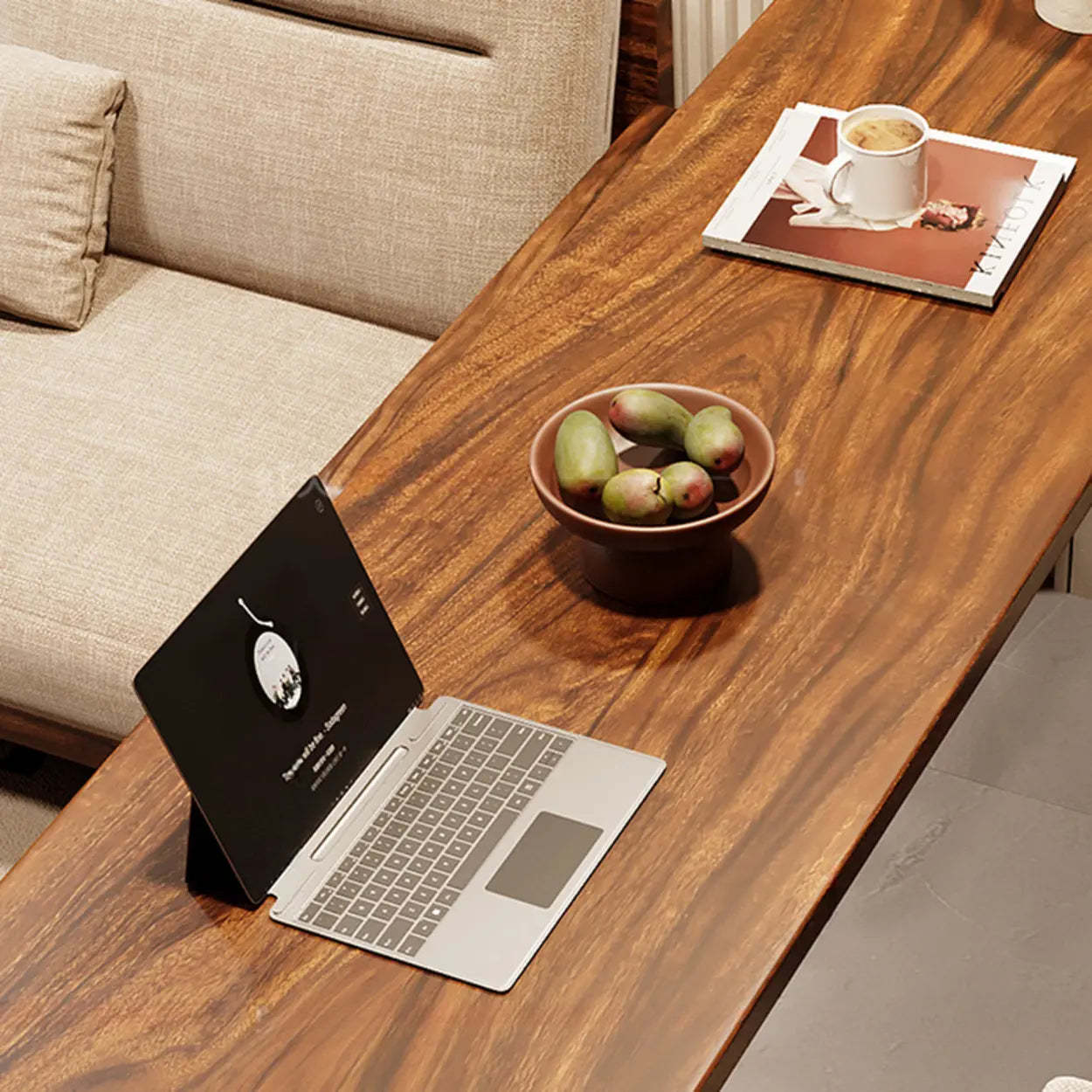 Rustic Scandinavian Slim Brown Wood Bar Table