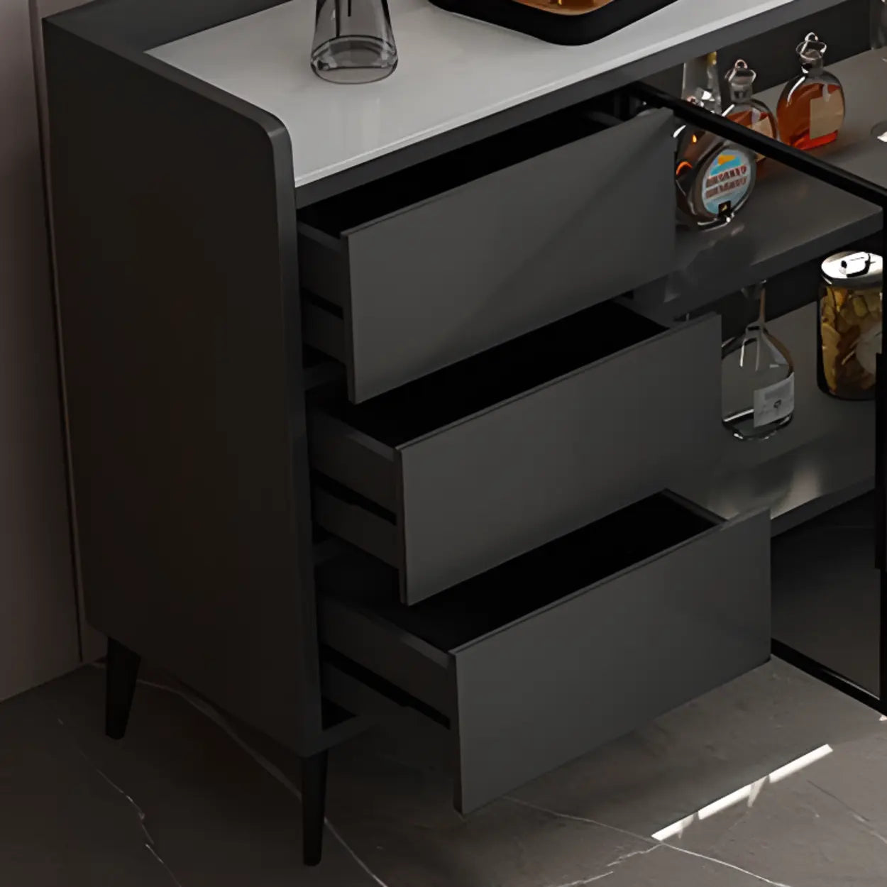Modern Walnut Wood Large Wine Rack Cabinet