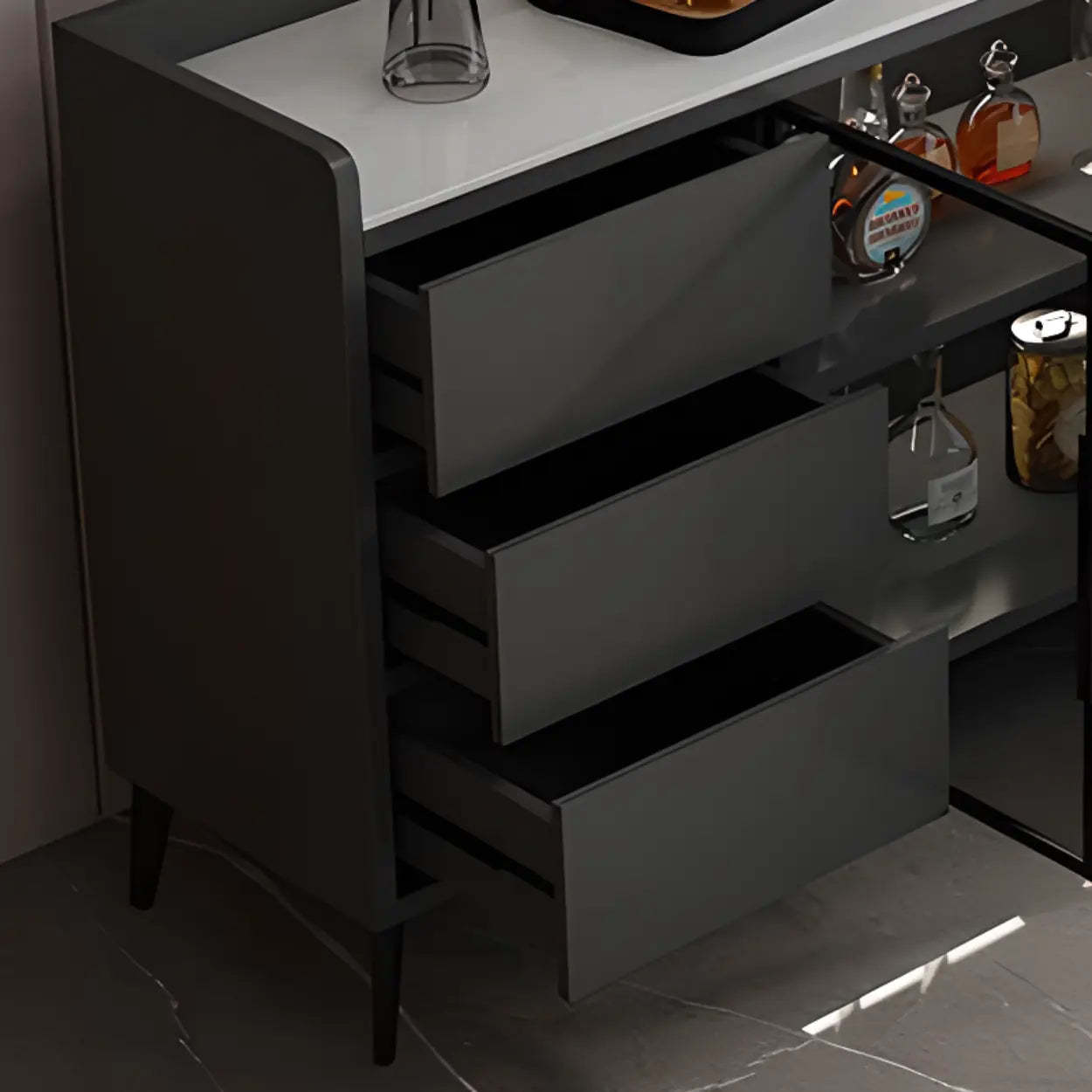 Modern Walnut Wood Large Wine Rack Cabinet