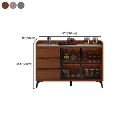 Modern Walnut Wood Large Wine Rack Cabinet