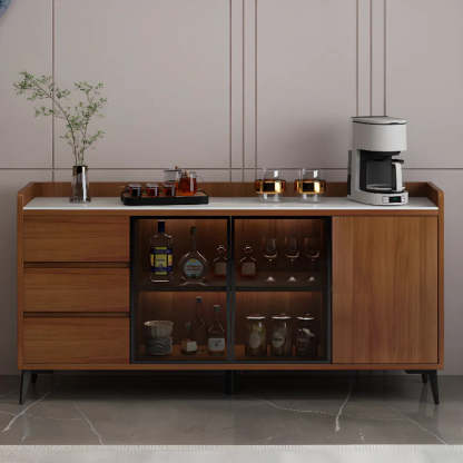 Modern Walnut Wood Large Wine Rack Cabinet — Gray/White
