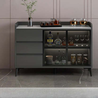 Modern Walnut Wood Large Wine Rack Cabinet — Gray/White