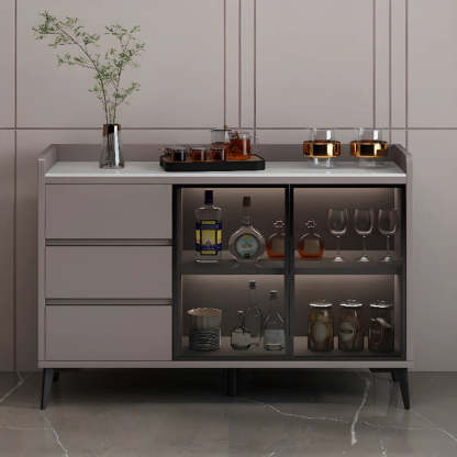 Modern Walnut Wood Large Wine Rack Cabinet — Gray/White