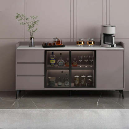 Modern Walnut Wood Large Wine Rack Cabinet — Walnut/White
